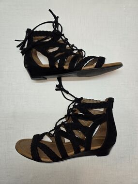 Sonoma Black Braided Lace-Up Gladiator Sandals